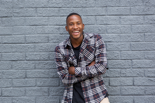 Portrait,Of,A,Happy,African,American,Guy,Smiling,With,Arms